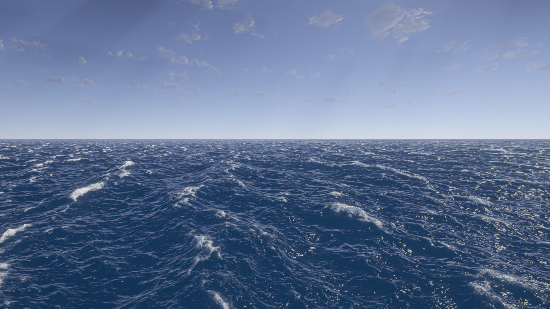 Simulation de la surface et du sous-marin de l'océan